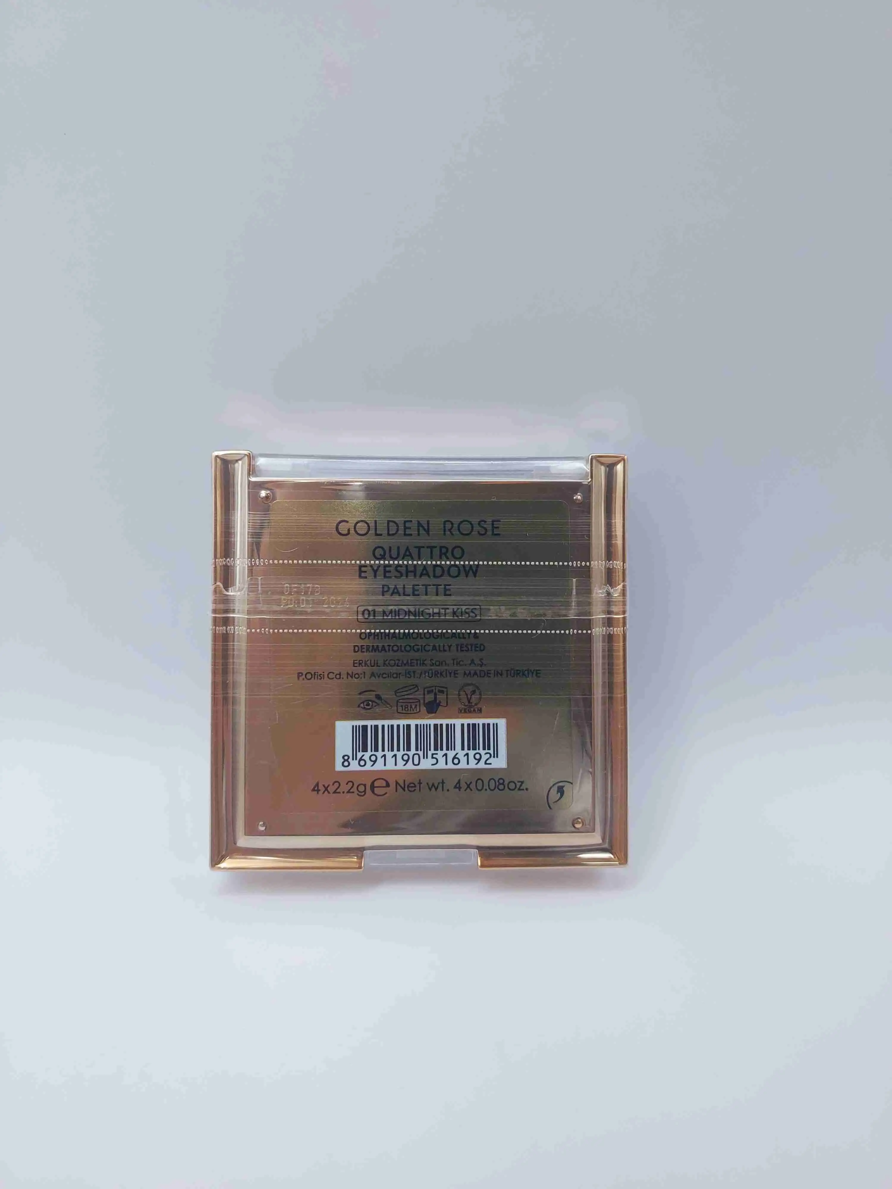 پالت سایه چشم چهار رنگ Quattro Eyeshadow شماره 01 Midnight Kiss گلدن رز ( GOLDEN ROSE )