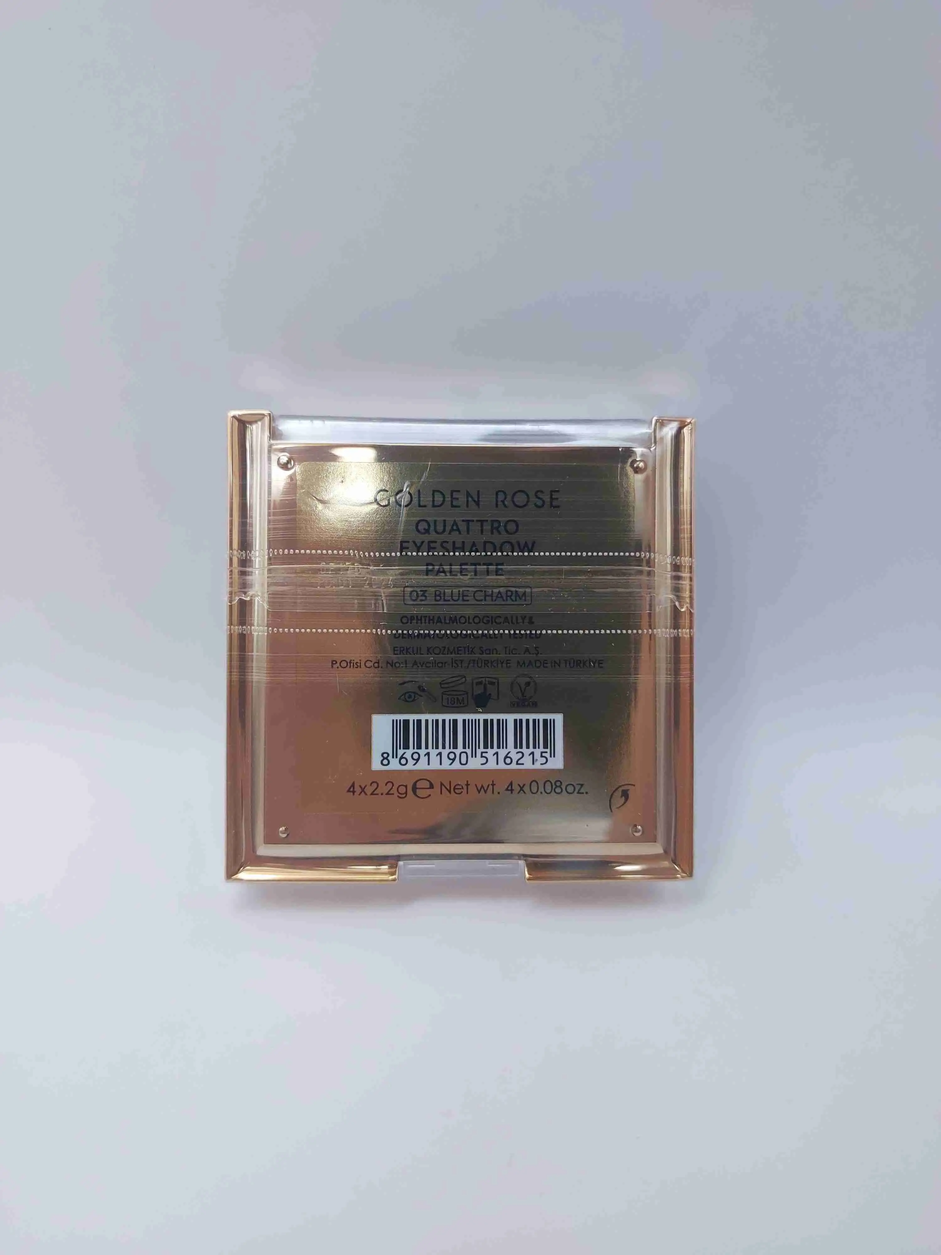 پالت سایه چشم چهار رنگ Quattro Eyeshadow شماره BLUE CHARM 03 گلدن رز ( GOLDEN ROSE )