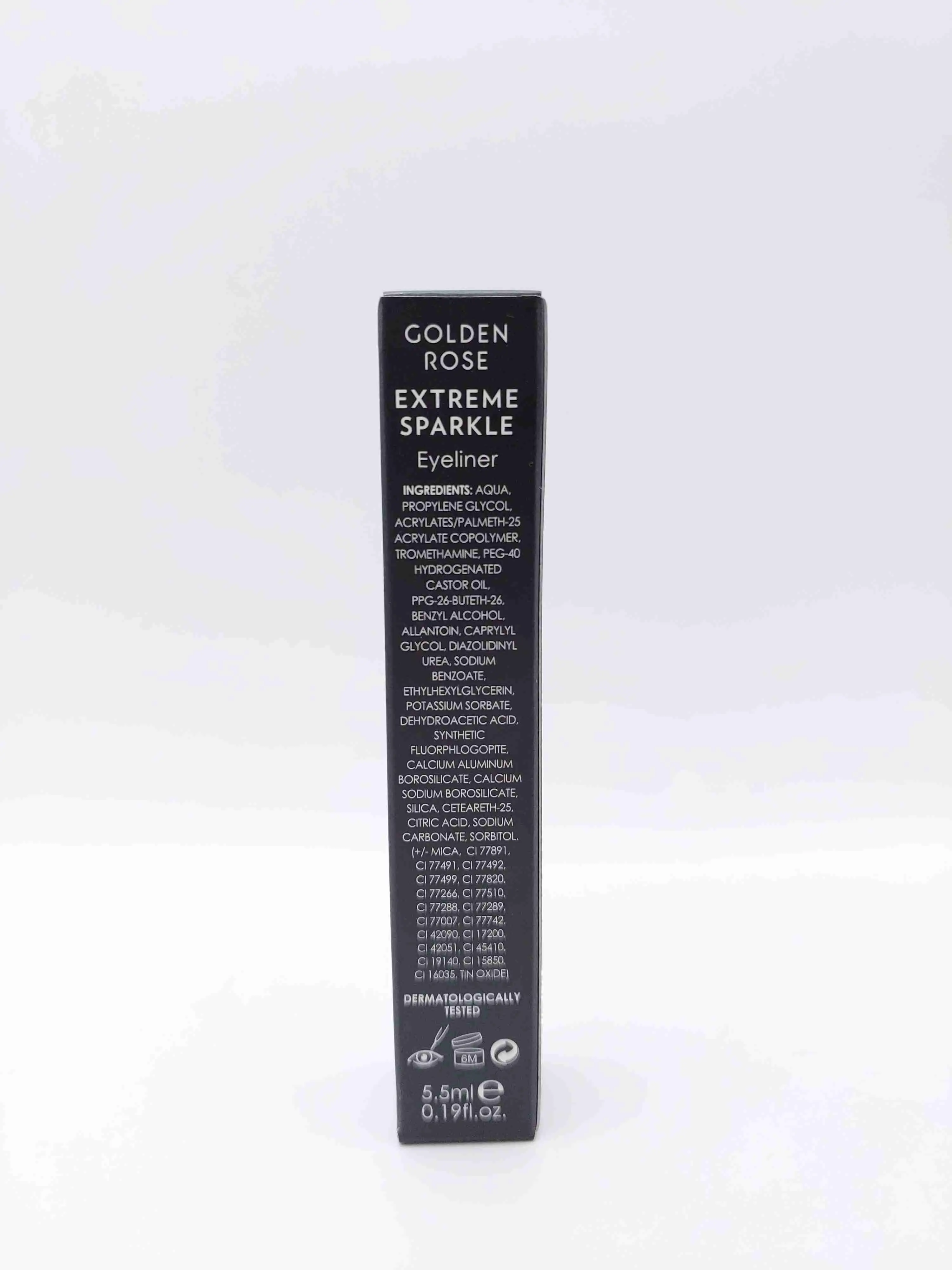 خط چشم ماژیکی کوزه ای ضد آب رنگ مشکی براق لیکوئید آیلایتر شماره 102 GOLDEN ROSE Extreme Sparkle