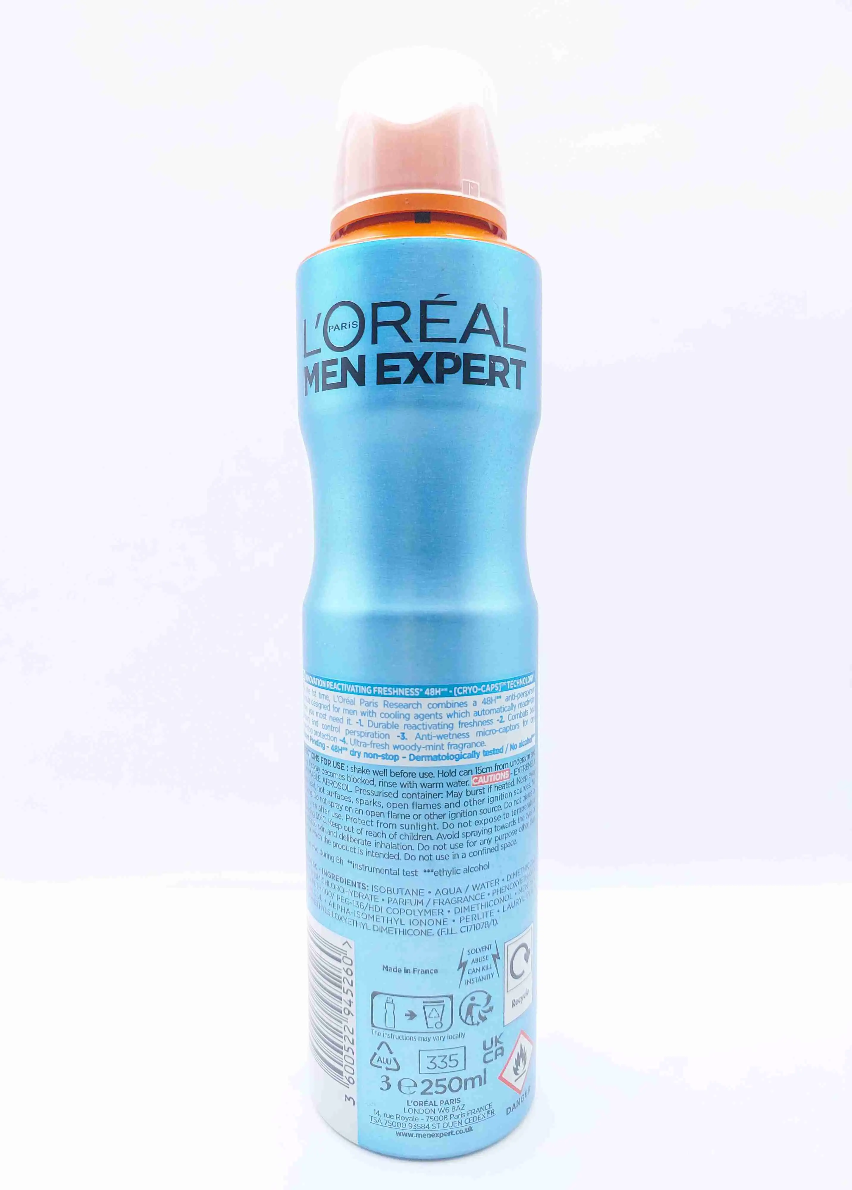 اسپری دئودورانت مردانه لورال من اکسپرت کول پاور 250 میل لیتر L'OREAL