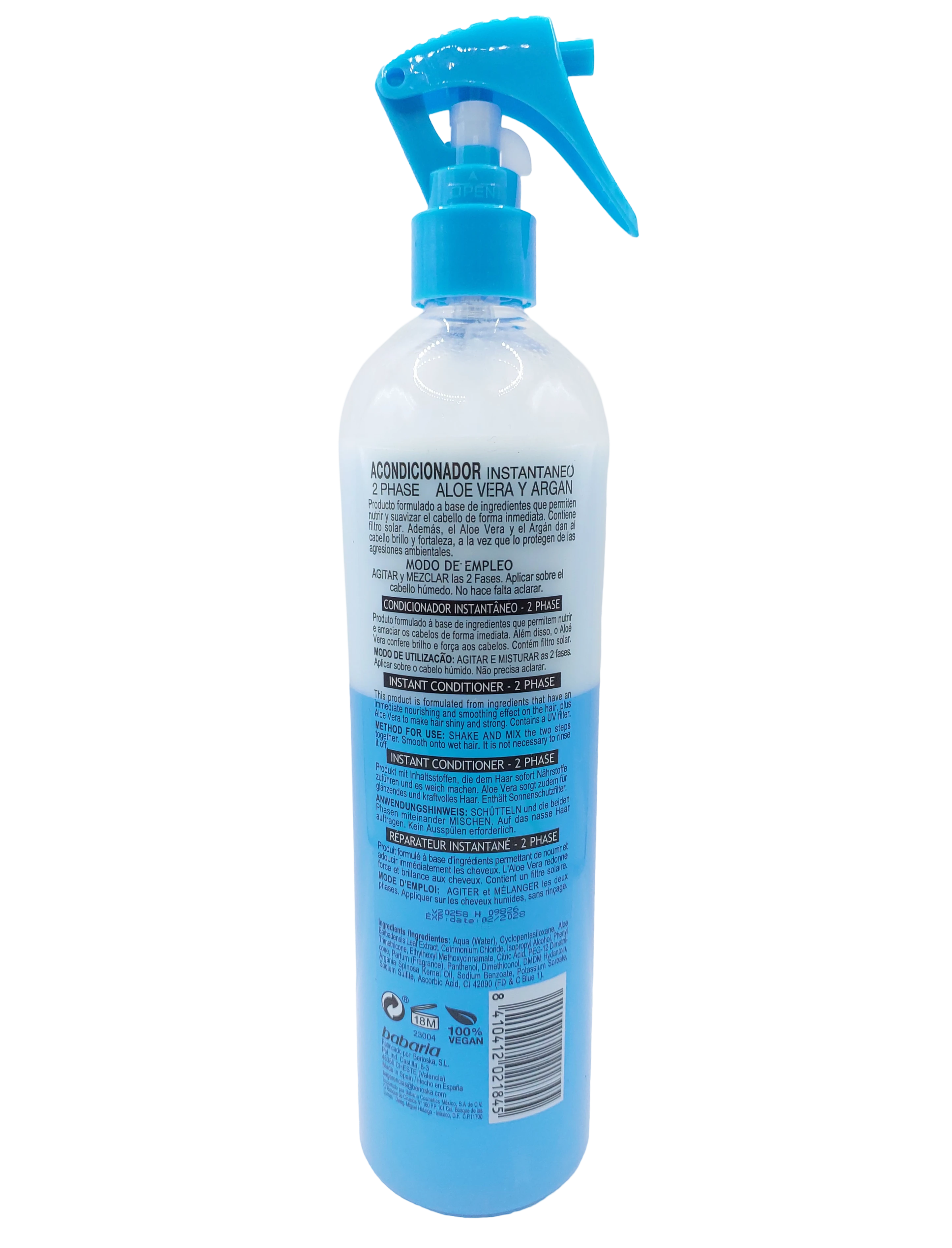 اسپری مو باباریا مدل Aloe Vera حجم 500 میلی لیتر